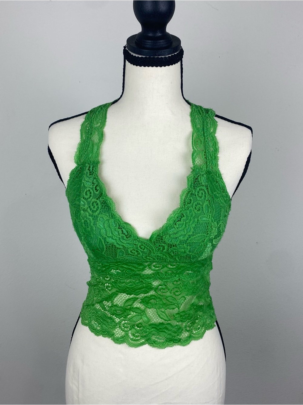 Green Lace Bralette Halter Top - Women Intimates